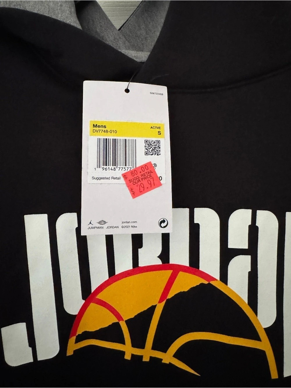 Nike Jordan Jumpman graphic hoodie Graphic Hoodie in Black & Gray Size Small NWT - Picture 3 of 3